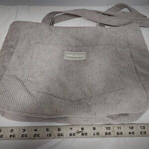 NEW Grey Corduroy Tote Bag by XINRUIGOOD – Casual Everyday Shoulder Bag